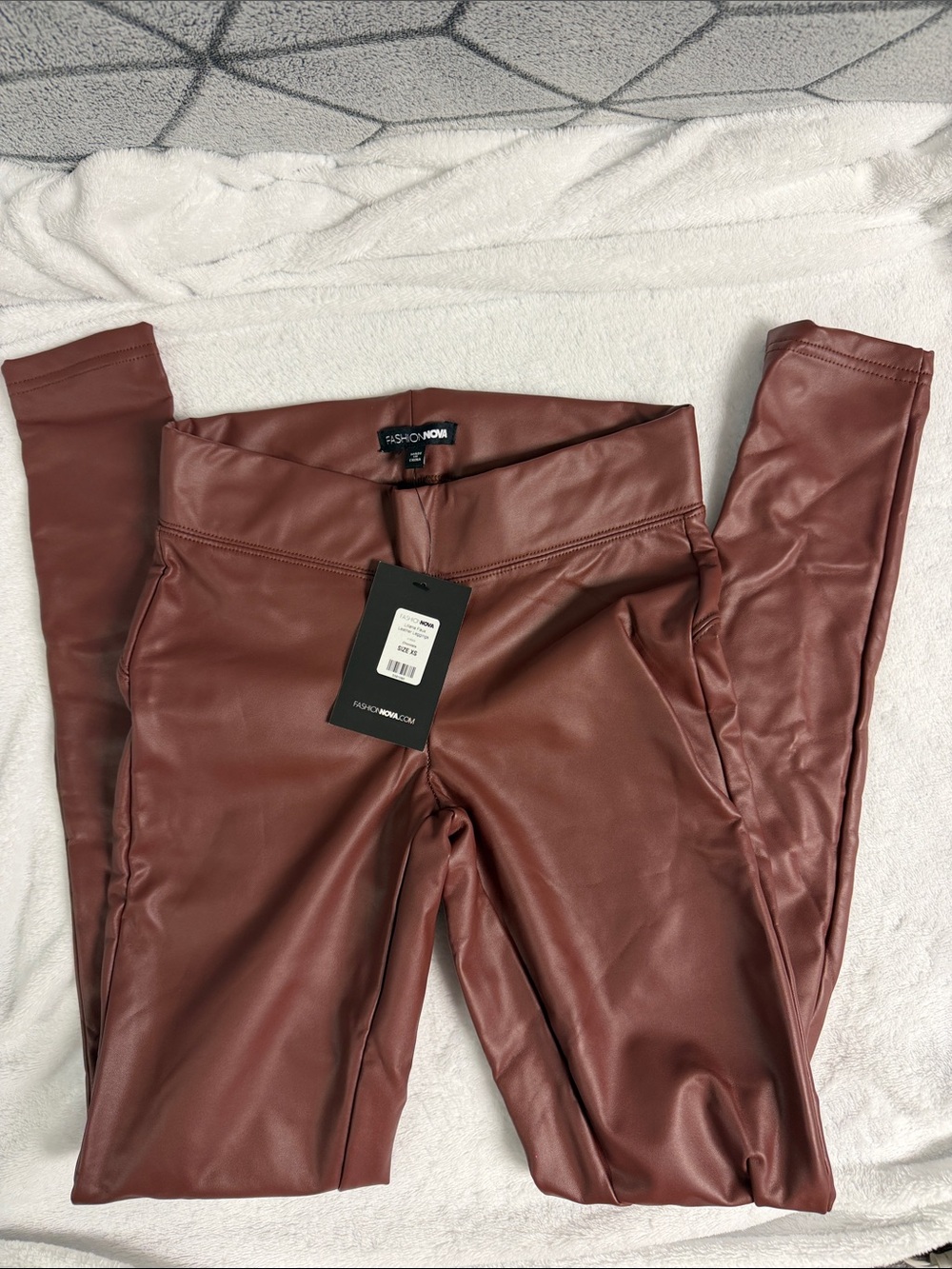 Fashion Nova Faux Leather Leggings in Brown